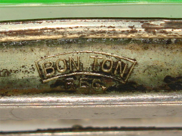 Vintage Bon Ton Vaseline Glass & Silver Cigarette & Match Holder (1930s-40s)