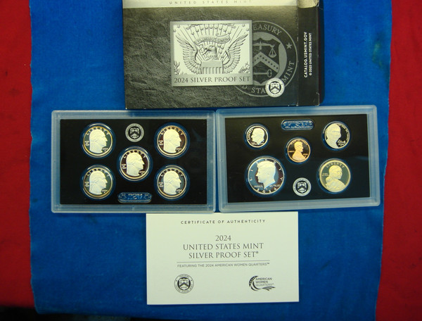 2024 U.S. Silver Proof Set - Complete 10-Coin Set with American Women Quarters & San Francisco Proofs