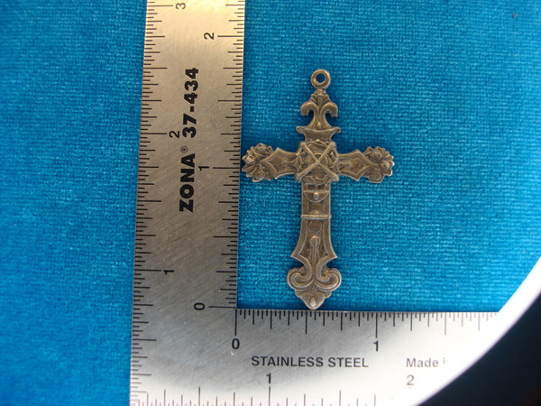 Sterling Silver S Sitio Cross Pendant - Ornate Design, Pre-Owned