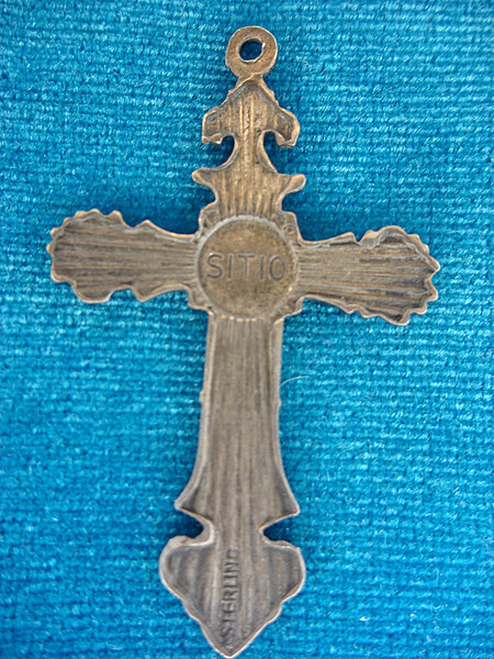 Sterling Silver S Sitio Cross Pendant - Ornate Design, Pre-Owned