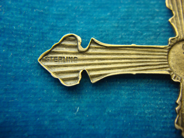 Sterling Silver S Sitio Cross Pendant - Ornate Design, Pre-Owned