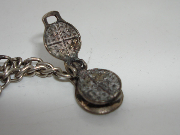 Vintage 1940s Mexico Sterling Silver Mechanical Charm Bracelet (6 Charms)