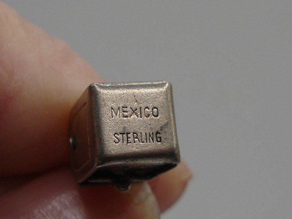 Vintage 1940s Mexico Sterling Silver Mechanical Charm Bracelet (6 Charms)