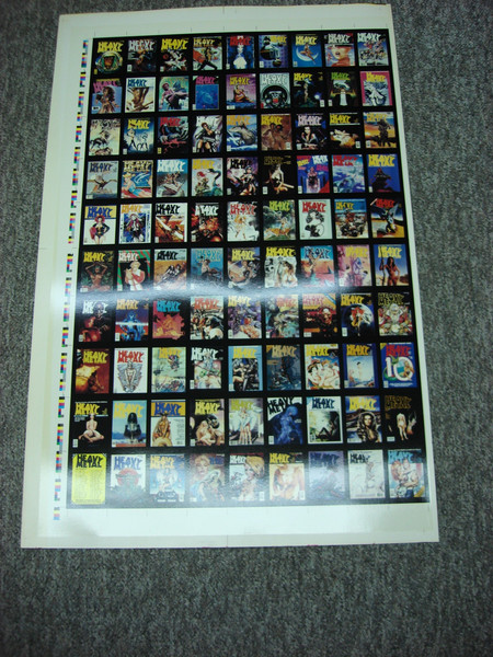 1991 Heavy Metal Mini-Magazine Covers (1977-1990) - Uncut Sheet - 40x26 Inches