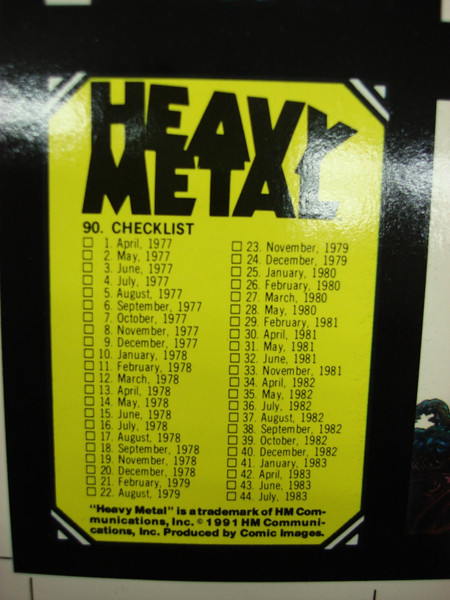 1991 Heavy Metal Mini-Magazine Covers (1977-1990) - Uncut Sheet - 40x26 Inches