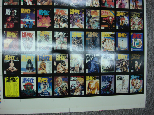 1991 Heavy Metal Mini-Magazine Covers (1977-1990) - Uncut Sheet - 40x26 Inches