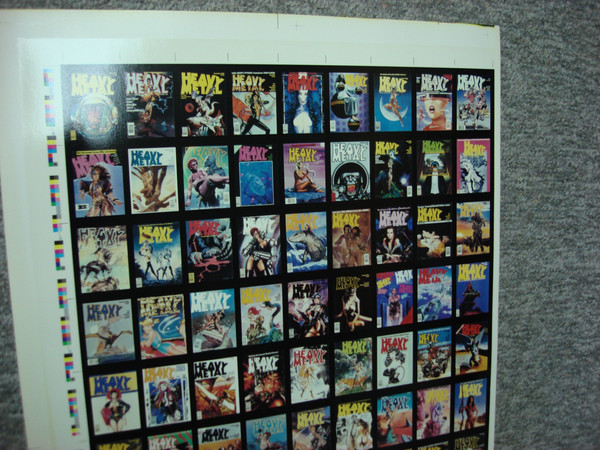 1991 Heavy Metal Mini-Magazine Covers (1977-1990) - Uncut Sheet - 40x26 Inches