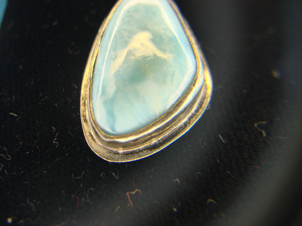 Vintage Sterling Silver Larimar Pendant - Dominican Republic Gemstone