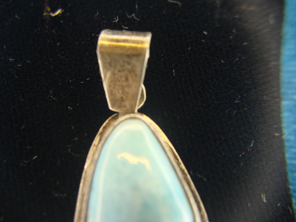 Vintage Sterling Silver Larimar Pendant - Dominican Republic Gemstone