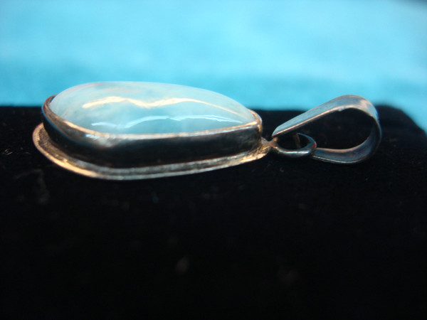 Vintage Sterling Silver Larimar Pendant - Dominican Republic Gemstone