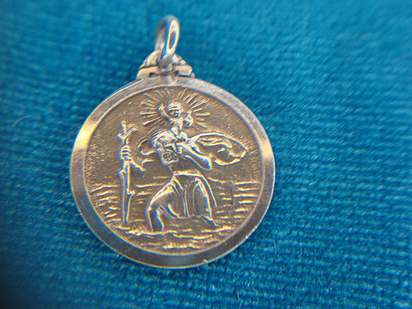 Sterling Silver St. Christopher Charm - Pre-Owned, 2.2 Grams - Perfect for Charm Bracelets