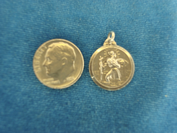 Sterling Silver St. Christopher Charm - Pre-Owned, 2.2 Grams - Perfect for Charm Bracelets
