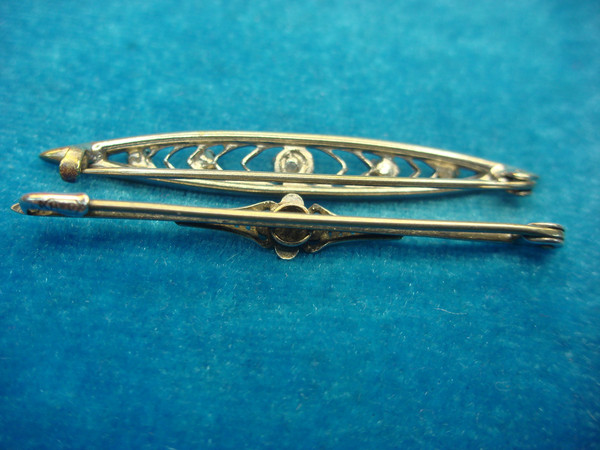 Vintage Bar Pins Set: Diamond Simulant & Pearl, Gold & Silver Tone