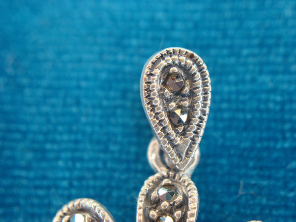 Sterling Silver Amethyst & Marcasite Flower Pendant - Pre-Owned, Excellent Condition