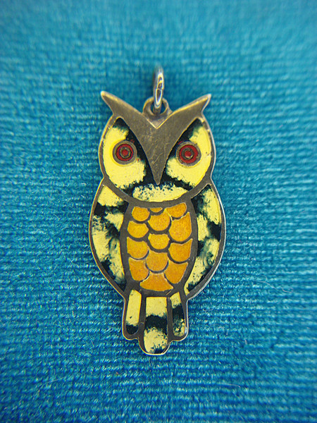 Sterling Silver Enameled Owl Charm by LSG Ozumba - Pre-Owned, Excellent Condition