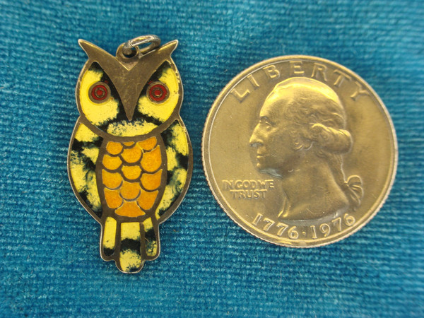 Sterling Silver Enameled Owl Charm by LSG Ozumba - Pre-Owned, Excellent Condition