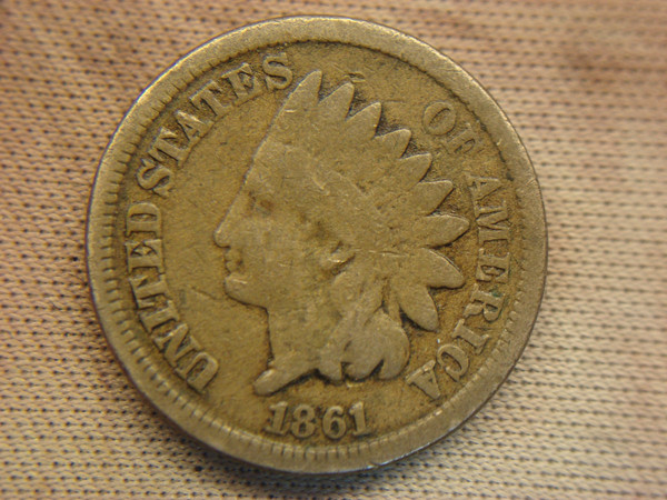 1861 Indian Head Cent - Circulated Copper Nickel with Natural Patina & Details