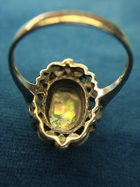 Sterling Silver Abalone Ring with Marcasite Accents - Size 9 (Pre-Owned)