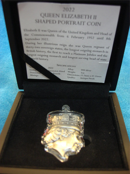 2022 Ascension Island 1oz .999 Silver Shaped Coin of Queen Elizabeth II - Low Mintage