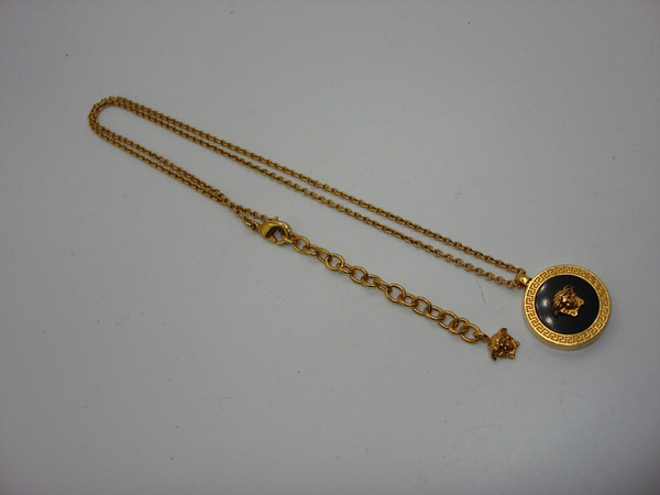 Authentic Versace Enamel Medusa Gold Tone Necklace - Excellent Condition