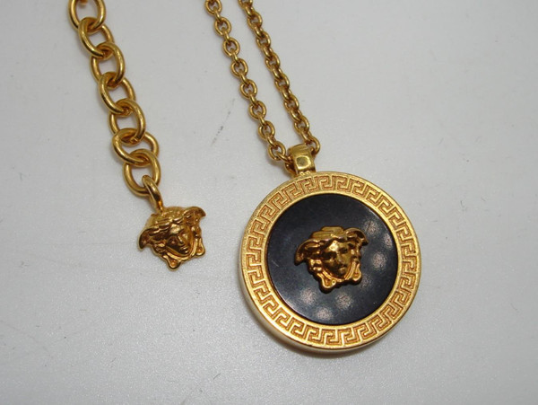 Authentic Versace Enamel Medusa Gold Tone Necklace - Excellent Condition