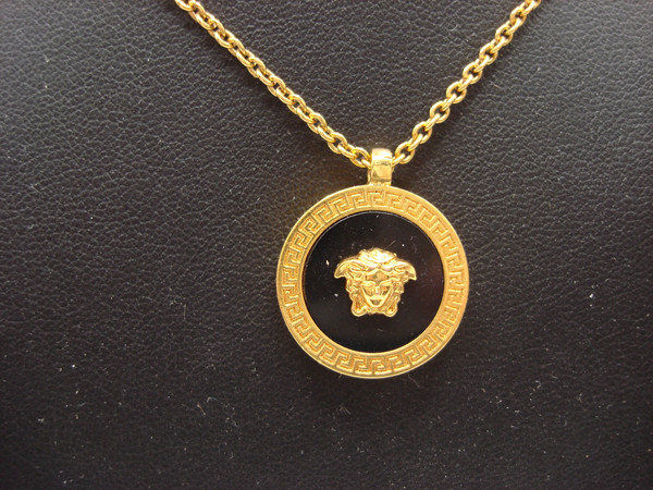 Authentic Versace Enamel Medusa Gold Tone Necklace - Excellent Condition