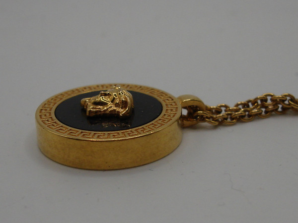 Authentic Versace Enamel Medusa Gold Tone Necklace - Excellent Condition