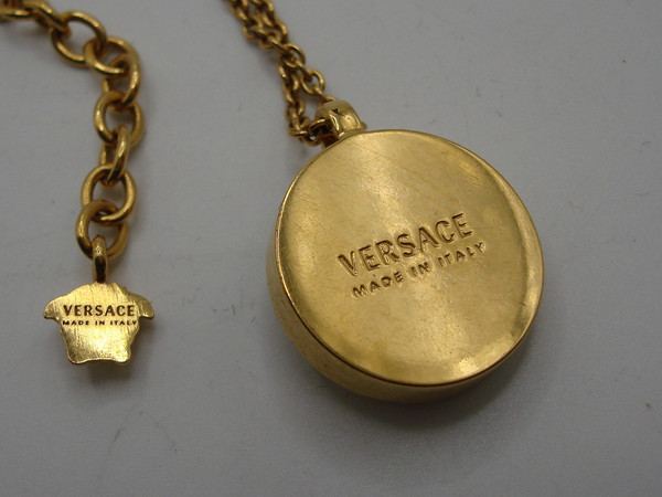 Authentic Versace Enamel Medusa Gold Tone Necklace - Excellent Condition