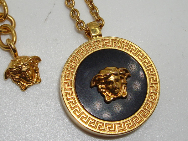 Authentic Versace Enamel Medusa Gold Tone Necklace - Excellent Condition
