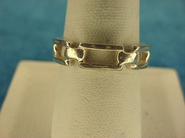 Sterling Silver Link Pattern Band Ring (Size 9) - Pre-Owned