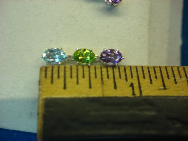 Sterling Silver Dangle Earrings - Amethyst, Tanzanite, Sapphire (Estate, Pre-Owned)