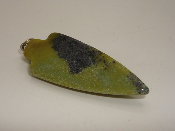 Vintage Green Jade Arrowhead Pendant - Estate Find!  7.2 Grams, Intricately Carved