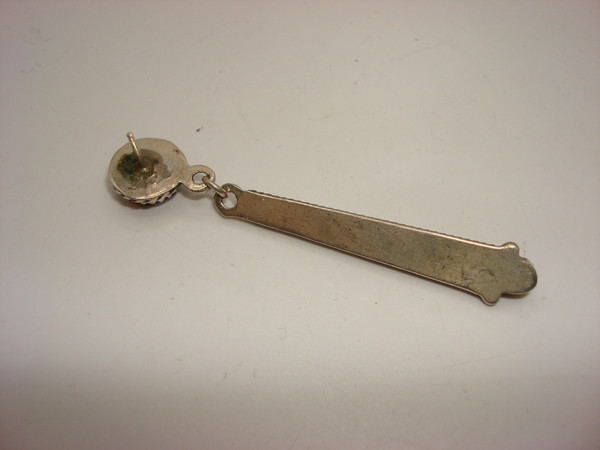 Vintage Zuni Sterling Silver Inlaid Earring with Mother of Pearl & Turquoise