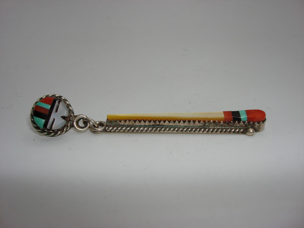 Vintage Zuni Sterling Silver Inlaid Earring with Mother of Pearl & Turquoise