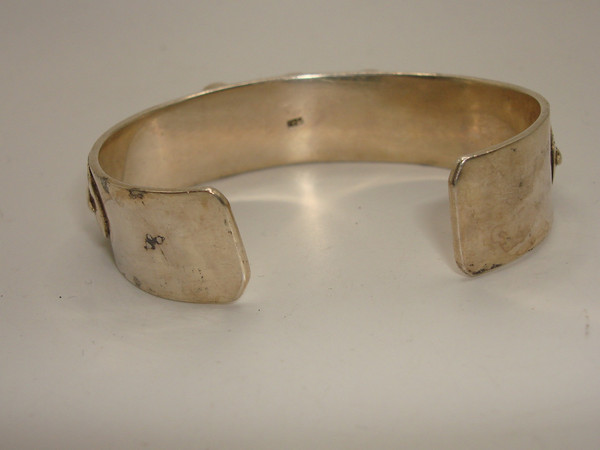 Vintage Native American Sterling Silver & Turquoise Cuff Bracelet | 925, Feathers & Cabochons