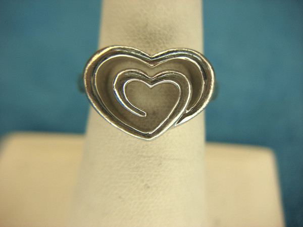 Sterling Silver Double Heart Ring - Size 7, Pre-Owned & Elegant