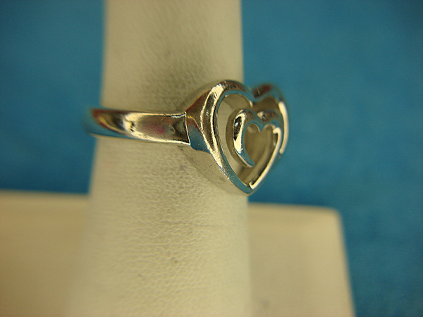 Sterling Silver Double Heart Ring - Size 7, Pre-Owned & Elegant