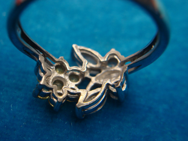 Sterling Silver Butterfly & Flower Ring with Citrine - Size 9