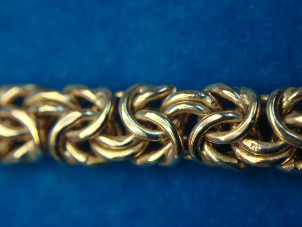 JCM Sterling Silver Byzantine Chain Necklace with Panther Pendants & CZs - Rose Gold Vermeil