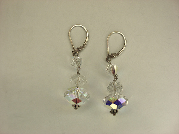 Vintage Sterling Silver & Crystal Dangle Earrings - Sparkly Refraction