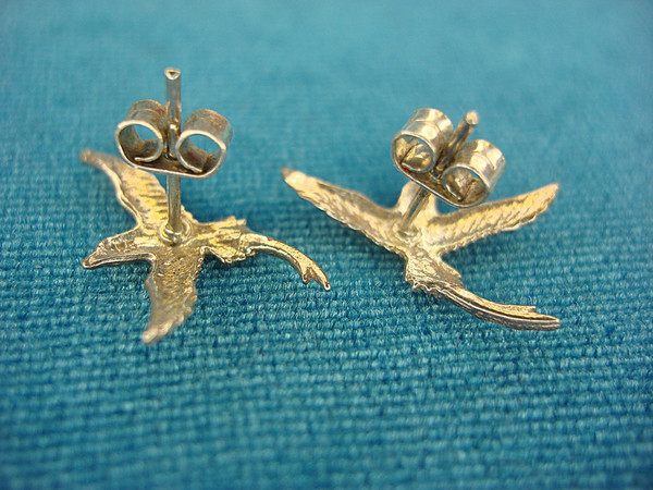 Sterling Silver Swallow Stud Earrings - 925, Pre-Owned, Excellent Condition