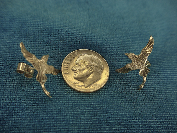 Sterling Silver Swallow Stud Earrings - 925, Pre-Owned, Excellent Condition