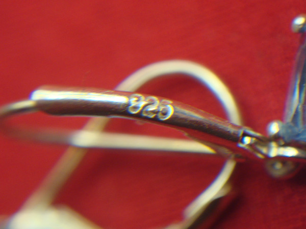 Vintage Sterling Silver Dangle Earrings w/ Light Blue Gemstones - 1 Inch