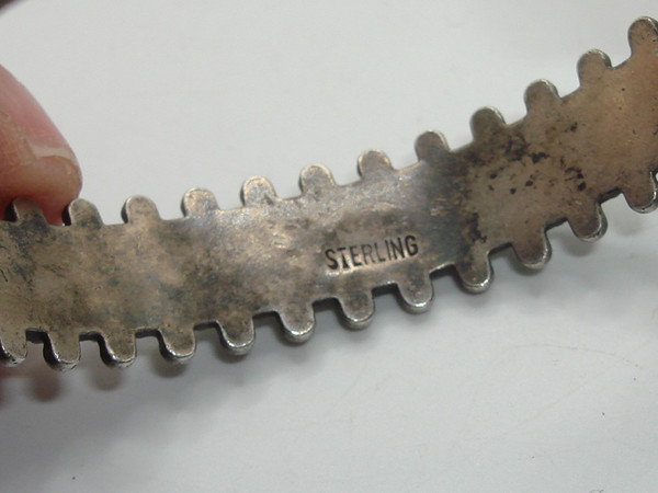 Vintage Zuni Sterling Silver Cuff Bracelet with Turquoise Accents - Signed & Authentic