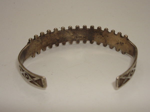 Vintage Zuni Sterling Silver Cuff Bracelet with Turquoise Accents - Signed & Authentic