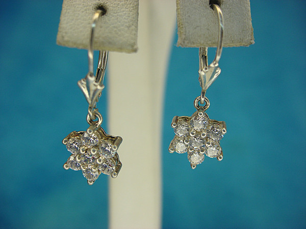 Sparkling Sterling Silver Dangle Earrings with Cubic Zirconia - Clip-on