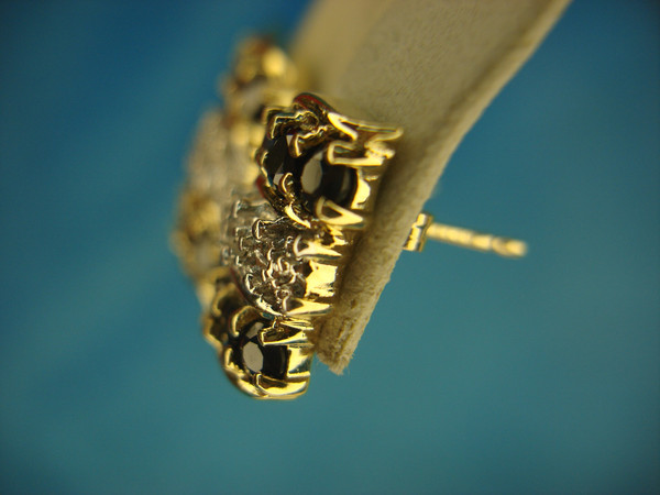 Sterling Silver & Gold Vermeil Blue Topaz & Diamond Stud Earrings - Pre-Owned Luxury