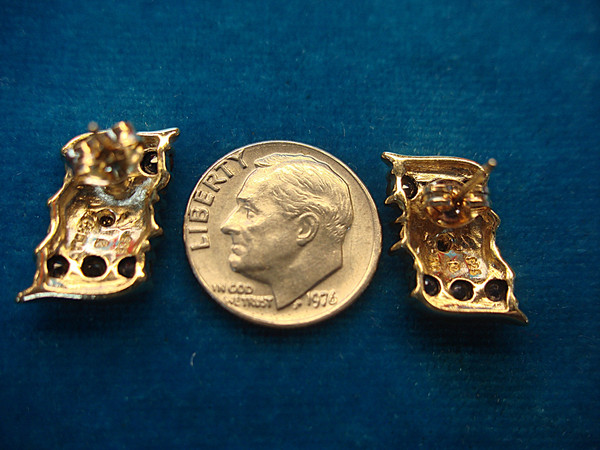 Sterling Silver & Gold Vermeil Blue Topaz & Diamond Stud Earrings - Pre-Owned Luxury