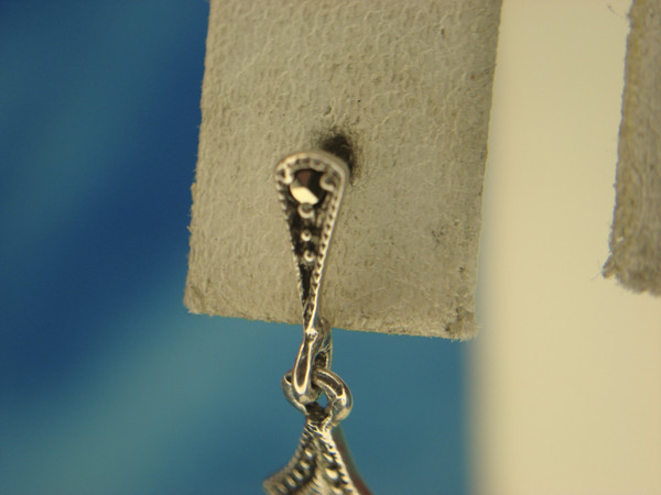 Sterling Silver Onyx & Marcasite Dangle Earrings - 1 Inch 