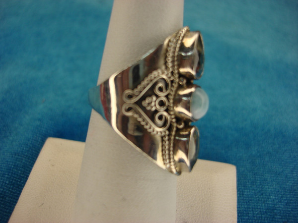 Sterling Silver Larimar & Blue Topaz Ring, Size 6 1/2 - Pre-Owned